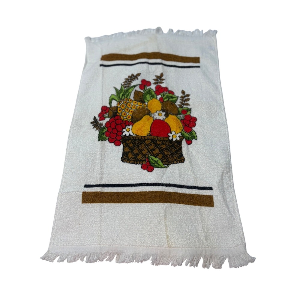 As is Vintage‎ Fruit Basket Kitchen Hand Towel Fringed never washed/used
